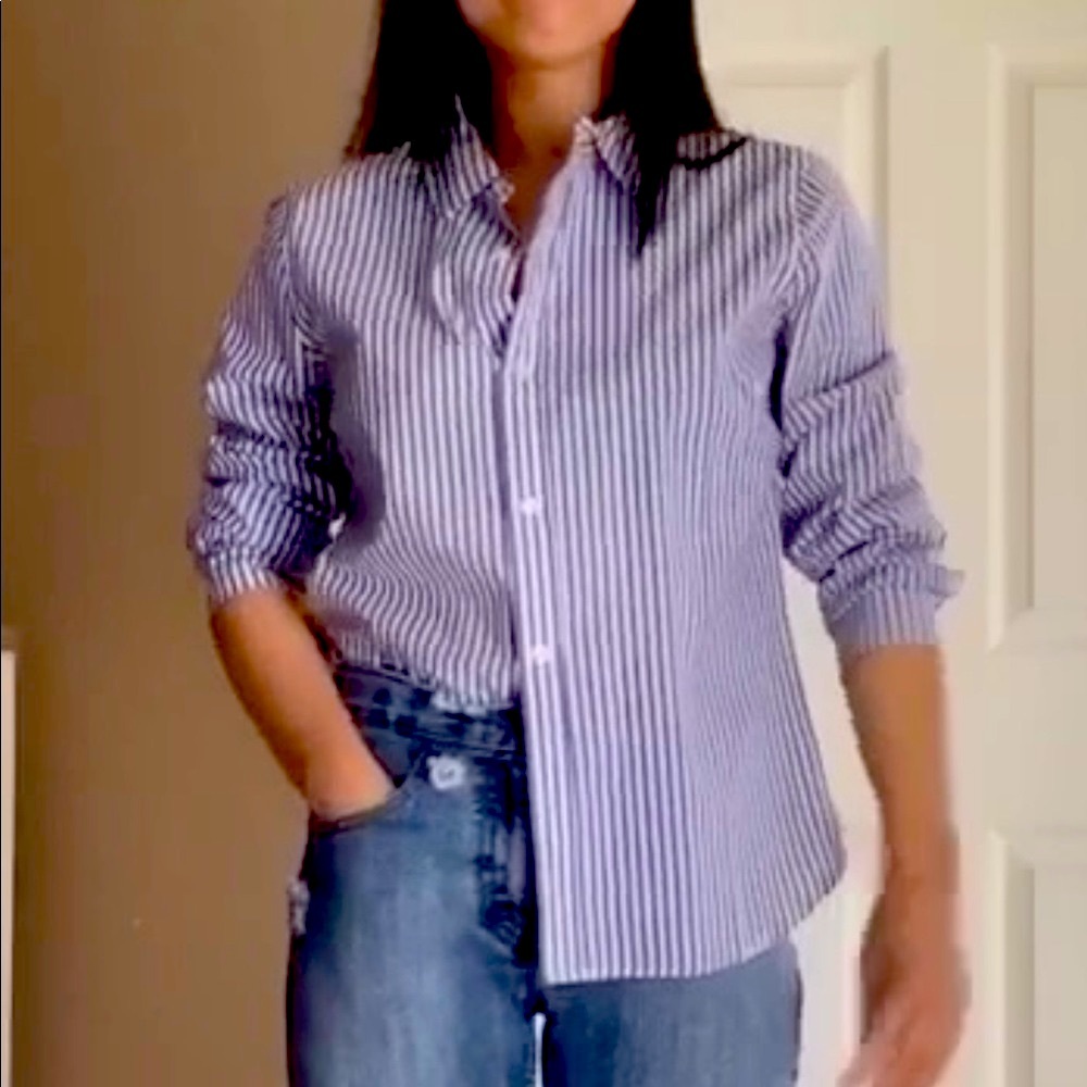 Woven Shirt LSLV white/blue stripe